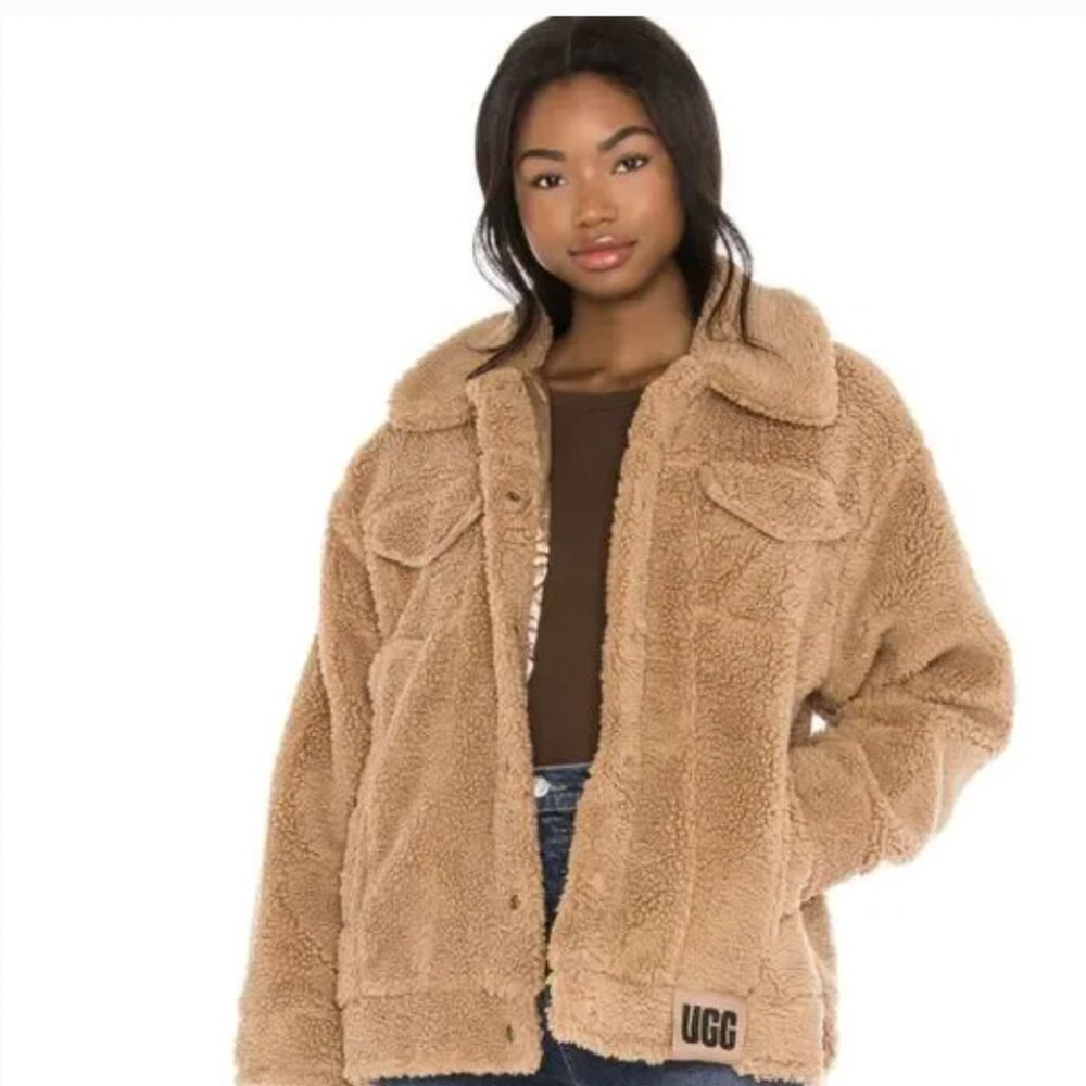 UGG FRANKIE SHERPA TRUCKER JACKET CAMEL COLOR - SIZE M